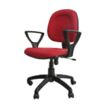 Krishtha Office ChairKrishtha Standard Size Red Fabric Office Chair – Adjustable Height, Solid Back, Fixed Armrests