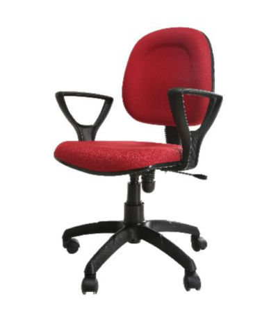 Krishtha Office ChairKrishtha Standard Size Red Fabric Office Chair – Adjustable Height, Solid Back, Fixed Armrests