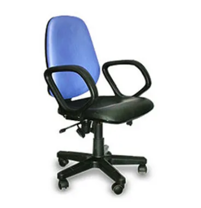Kristha Executive-Style Mid-Back Revolving Visitor Chair – Blue & Black, Fabric, Adjustable Height with Arm Rest