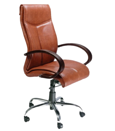 Moss 013 High Back Office Chair – Brown Leather, Height Adjustable, 1-Year Warranty