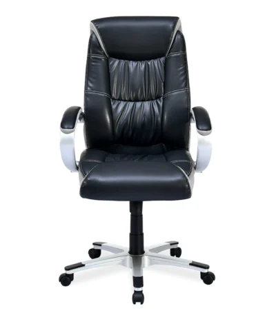 Nilkamal Travis High Back Ergonomic Office Chair in Black/Grey with PVC Upholstery, Push-Back Tilt Mechanism, Adjustable Height, and BIFMA Certification – Ideal for Home and Corporate Workspaces