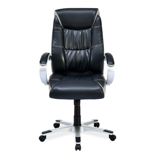 Nilkamal Travis High Back Ergonomic Office Chair in Black/Grey with PVC Upholstery, Push-Back Tilt Mechanism, Adjustable Height, and BIFMA Certification – Ideal for Home and Corporate Workspaces