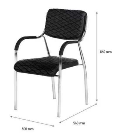 Nilkamal Mazda Visitor Chair (Black) – Stainless Steel Frame with Diamond Quilted Upholstery, High Weight-Bearing Capacity, Ideal for Office and Conference Use