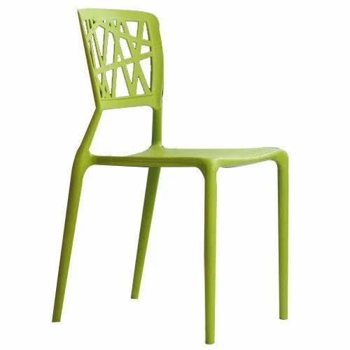 KRISHTHA Café Chair | Plastic Armless Chair | Gloss Finish | Standard Green Chair for Home, Office, and Restaurant Use