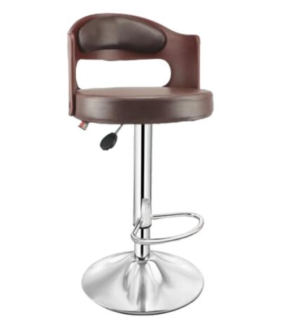 KRISHTHA Standard Wooden Swivel Bar Stool | Adjustable Height with Backrest | Home Kitchen Dining Chair – Brown