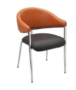 KRISHTHA Orange & Black Lobby Chair | Stylish Visitor Chair for Lobby, Office, Reception Area