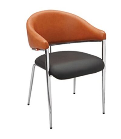 KRISHTHA Orange & Black Lobby Chair | Stylish Visitor Chair for Lobby, Office, Reception Area