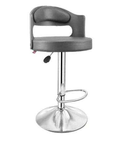 KRISHTHA Standard Wooden Swivel Bar Stool | Adjustable Height with Backrest | Home Kitchen Dining Room Chair – Gray