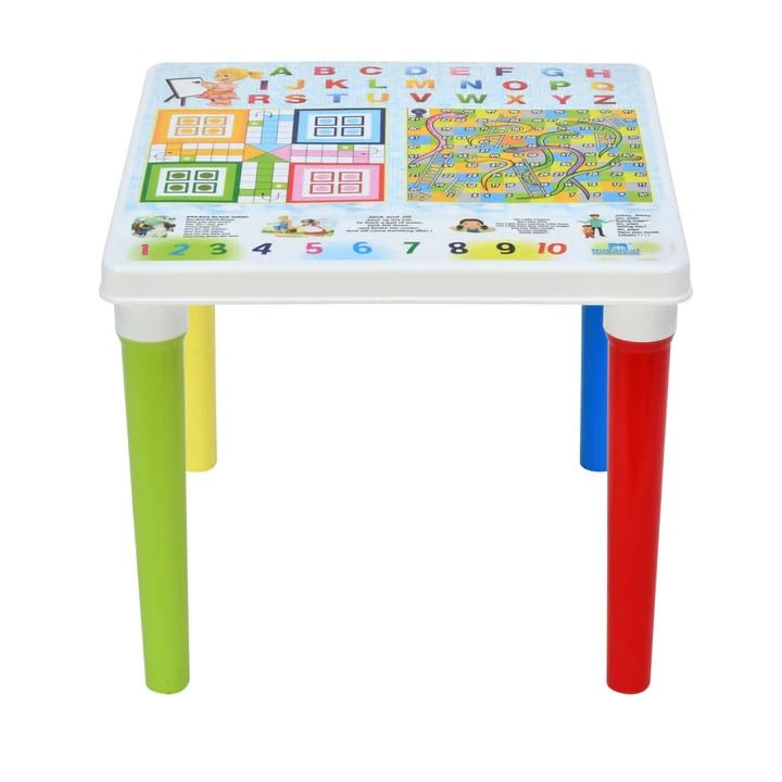 Nilkamal Genius Kids Ludo Table – Milky White | Multi-Functional Study & Play Table for Kids | Durable, Child-Safe Plastic with Built-in Ludo Game Surface