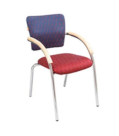 KRISHTHA Amazing Visitor Chair – Wooden Arm Wing Back Chair for Office Use (Blue, Red)