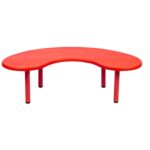 Krishtha Plastic Kids Moon Table – Semi-Circular Study Table with Steel Frame for Preschool & Home Use | Durable & Portable for Ages 2–5 Years | Red