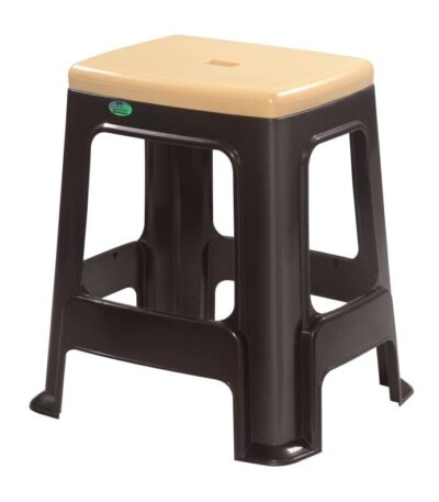 Nilkamal Strong & Durable Plastic Seating Stool – Weather Brown & Biscuit | Medium Size, High Load Capacity | For Home, Kitchen, Bathroom, Office & Kids | No Assembly Required