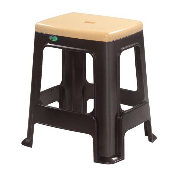 Nilkamal Strong & Durable Plastic Seating Stool – Weather Brown & Biscuit | Medium Size, High Load Capacity | For Home, Kitchen, Bathroom, Office & Kids | No Assembly Required