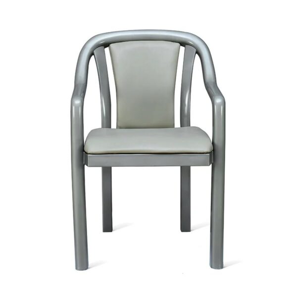 Nilkamal Signature Plastic Chair with Back & Seat Cushion | Indoor & Outdoor Use – Silver/Beige