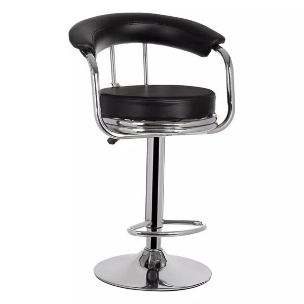 KRISHTHA Regalia Leatherette Black Bar Stool Chair | Adjustable Height | Swivel | Modern Counter Stool for Bar & Kitchen Island