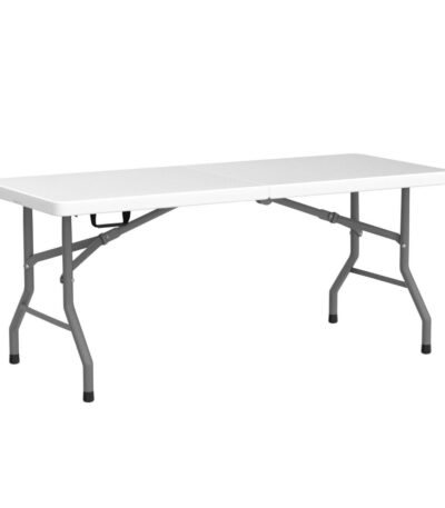 Krishtha 6FT Plastic Folding Table – White | Half-Fold Portable Table for Parties, Events, Backyard, Dining & Outdoor Use