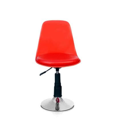 KRISHTHA Adjustable Leatherette Barstool – Red | Swivel Counter Height Stool with Backrest & Chrome Base for Kitchen, Bar, Office
