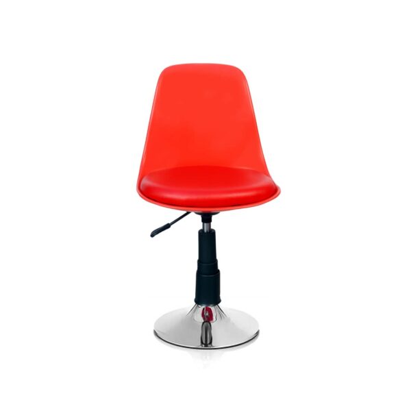 KRISHTHA Adjustable Leatherette Barstool – Red | Swivel Counter Height Stool with Backrest & Chrome Base for Kitchen, Bar, Office