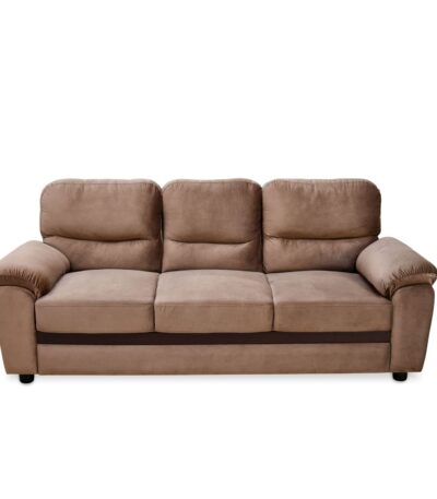 Nilkamal Fabric 3 Seater Sofa – Brown | Velvet Upholstery | No Assembly | Comfortable Deep Seating with Armrests