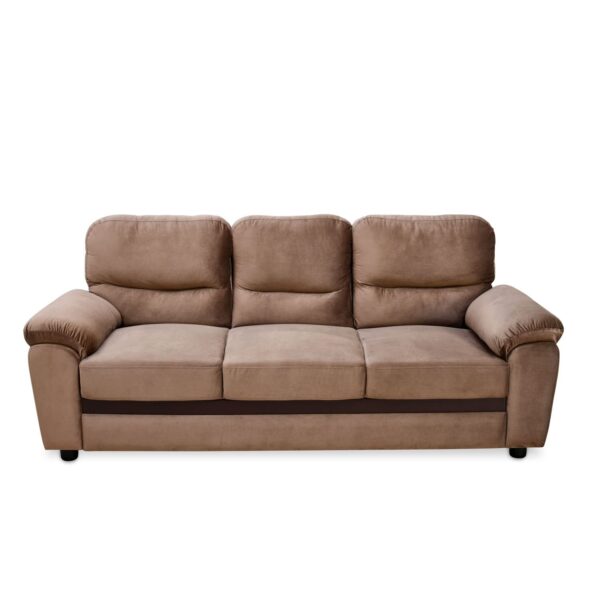 Nilkamal Fabric 3 Seater Sofa – Brown | Velvet Upholstery | No Assembly | Comfortable Deep Seating with Armrests
