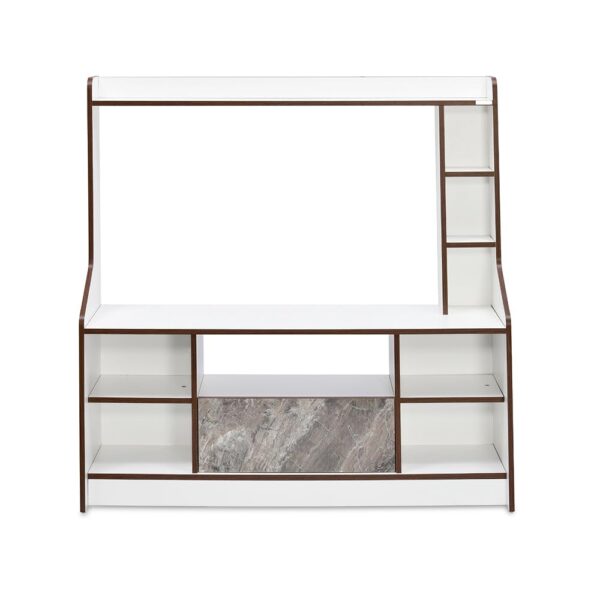 Nilkamal Petra TV Unit – Engineered Wood | For TVs Up to 44 Inches | White & Walnut Finish | Shelves & Cabinet | Ideal for Living Room, Bedroom & Office