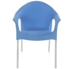Nilkamal Novella Armchair with Stainless Steel Legs – Blue | Modern Plastic Chair for Home, Office & Outdoor Use