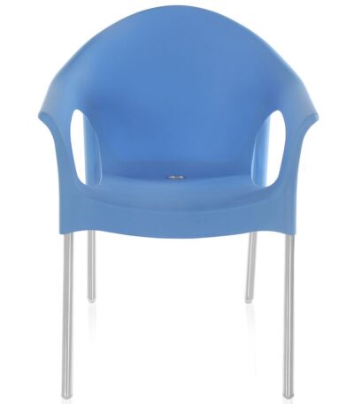Nilkamal Novella Armchair with Stainless Steel Legs – Blue | Modern Plastic Chair for Home, Office & Outdoor Use