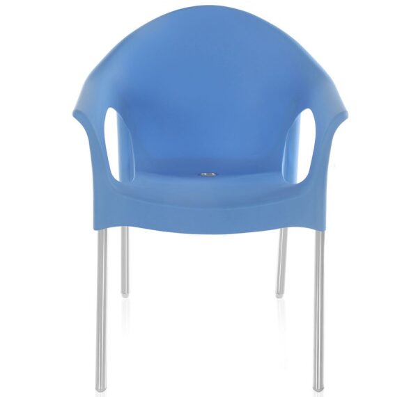 Nilkamal Novella Armchair with Stainless Steel Legs – Blue | Modern Plastic Chair for Home, Office & Outdoor Use