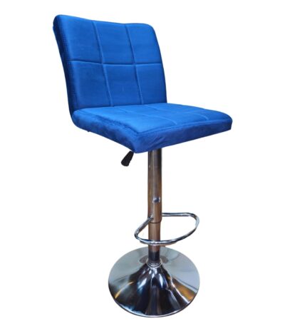 KRISHTHA Blue PU Leather Swivel Bar Stool | Adjustable Height, Hydraulic Lift, Square Thick Cushion Seat with Backrest | Armless Counter Chair for Kitchen & Bar