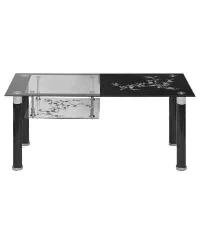 Nilkamal Triton Glass Center Table – Rectangular Coffee Table with Shelf, Black, Contemporary Design