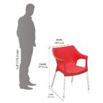 Nilkamal Novella Bright Red Patio Chair | Ergonomic Plastic Chair for Balcony, Garden, Outdoor & Indoor Use | Weather-Resistant & Durable