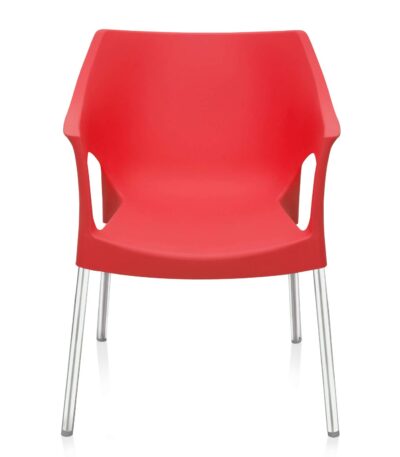 Nilkamal Novella Bright Red Patio Chair | Ergonomic Plastic Chair for Balcony, Garden, Outdoor & Indoor Use | Weather-Resistant & Durable
