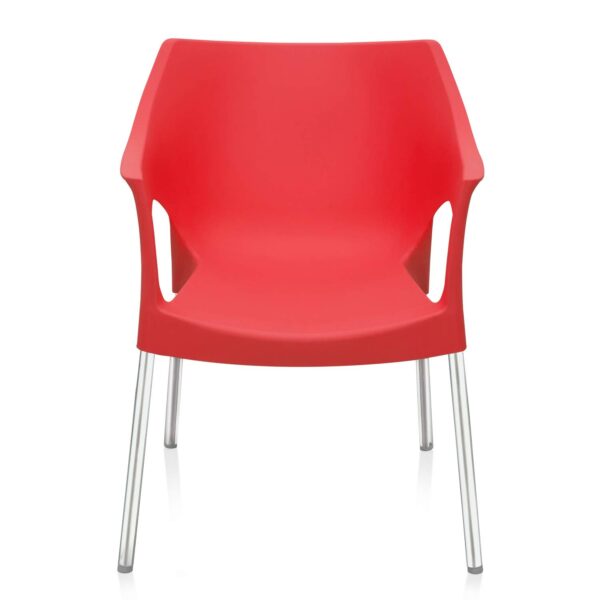 Nilkamal Novella Bright Red Patio Chair | Ergonomic Plastic Chair for Balcony, Garden, Outdoor & Indoor Use | Weather-Resistant & Durable