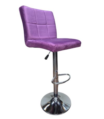KRISHTHA Purple PU Leather Swivel Bar Stool | Adjustable Height, Hydraulic Lift, Armless Thick Cushion Seat with Backrest | Modern Kitchen & Bar Counter Stool