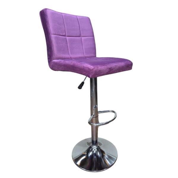 KRISHTHA Purple PU Leather Swivel Bar Stool | Adjustable Height, Hydraulic Lift, Armless Thick Cushion Seat with Backrest | Modern Kitchen & Bar Counter Stool