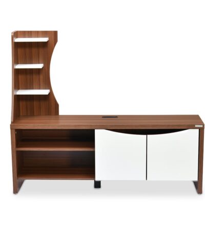 Nilkamal Caspian Wall Unit – Engineered Wood | Walnut & White Finish | Storage Cabinet & Shelves for Living Room, Bedroom & Office
