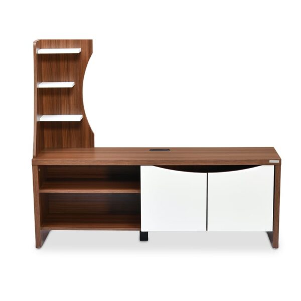 Nilkamal Caspian Wall Unit – Engineered Wood | Walnut & White Finish | Storage Cabinet & Shelves for Living Room, Bedroom & Office
