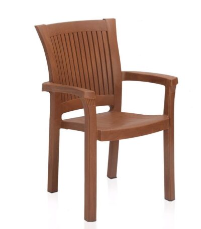 NILKAMAL Durable and Comfortable Plastic Chair – Mango Wood Colour | Indoor & Outdoor Use