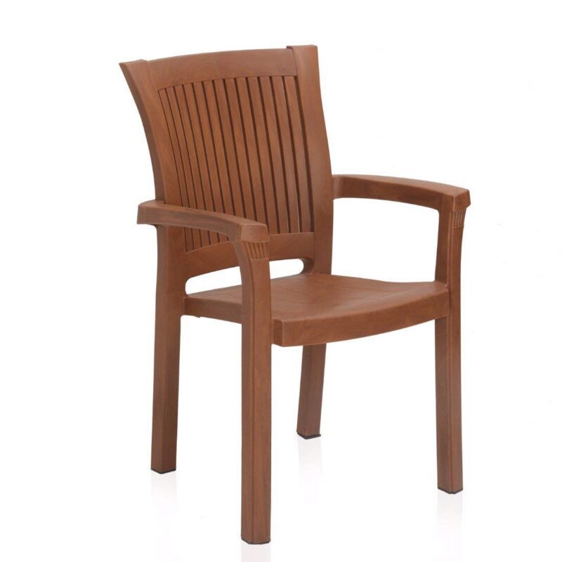 NILKAMAL Durable and Comfortable Plastic Chair – Mango Wood Colour | Indoor & Outdoor Use