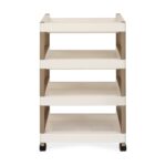 Nilkamal 4-Layer Multipurpose Plastic Trolley Rack with Wheels – Milky White & Taupe Plaza | Portable Rolling Utility Cart | Kitchen Storage Trolley | Compact & Sturdy Organizer