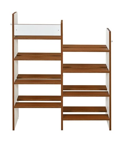 Nilkamal Vesper 8-Tier Shoe Rack – Walnut & White Finish, Engineered Wood, Holds 16 Pairs, Ideal for Entryway, Hallway, Closet, Office, Dorm Room