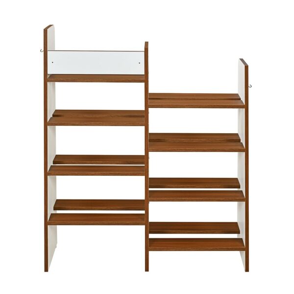 Nilkamal Vesper 8-Tier Shoe Rack – Walnut & White Finish, Engineered Wood, Holds 16 Pairs, Ideal for Entryway, Hallway, Closet, Office, Dorm Room