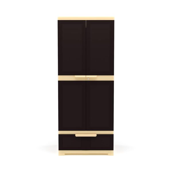 Nilkamal Freedom FMDR1BE Compact Plastic Storage Cabinet with 1 Bottom Drawer | Multipurpose Organizer | Weathered Brown & Biscuit