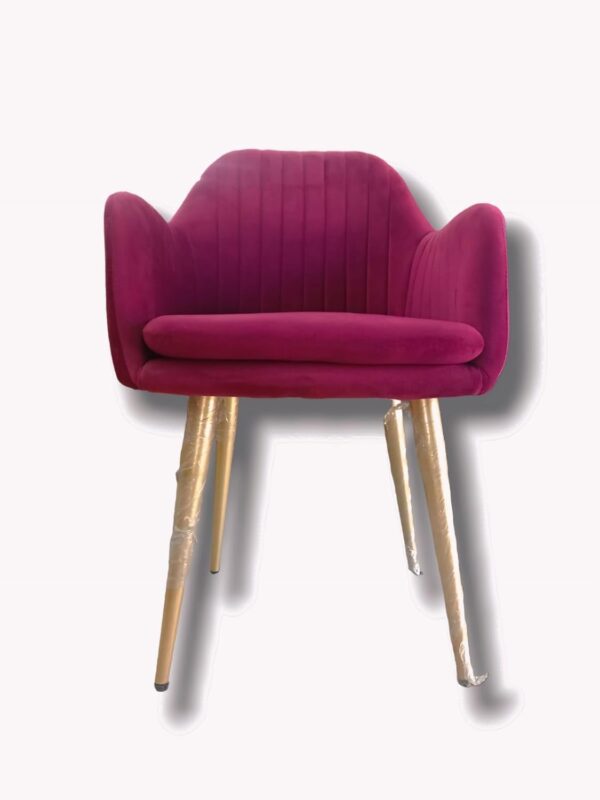 KRISHTHA FM Mall Stylish Single Seater Chair in Velvet Fabric (Maroon/Pink) – Accent, Dining, Study, or Club Chair with Arm Rest
