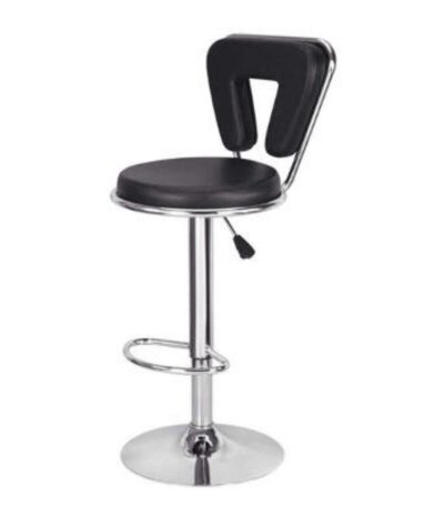 KRISHTHA Bar Revolving Chair (Black) | Adjustable Swivel Bar Stool with Footrest & Chrome Base for Kitchen, Bar, and Lounge