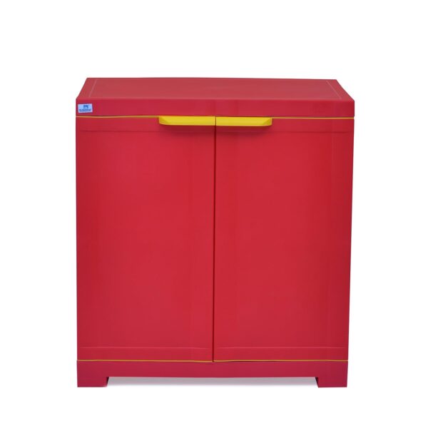 Nilkamal Freedom Mini Small (FMS) Plastic Kids Storage Cabinet – Bright Red & Yellow | 2-Door Multipurpose Cupboard for Kids' Room