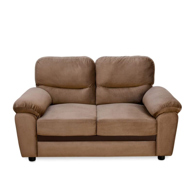 Nilkamal Rebecca Fabric 2 Seater Sofa – Brown | Velvet Upholstery, Deep Seating & Armrests | No Assembly Required