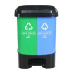 Nilkamal Plastic Step-On Wet and Dry Dustbin – 40 Litres (Green & Blue, 20+20 L) | Dual Compartment Pedal Bin for Home, Office & Commercial Use