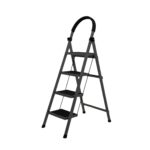 Nilkamal Premium MS Steel 4-Step Foldable Ladder – 5.1 FT Height | Anti-Skid Wide Pedals, Hand Grip | Supports 150+ kg | Shock-Resistant Step Stool for Home (Black)