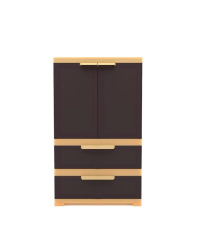 Nilkamal Freedom 2-Drawer Plastic Storage Cabinet | Weathered Brown & Biscuit | Multipurpose Organizer for Home & Office